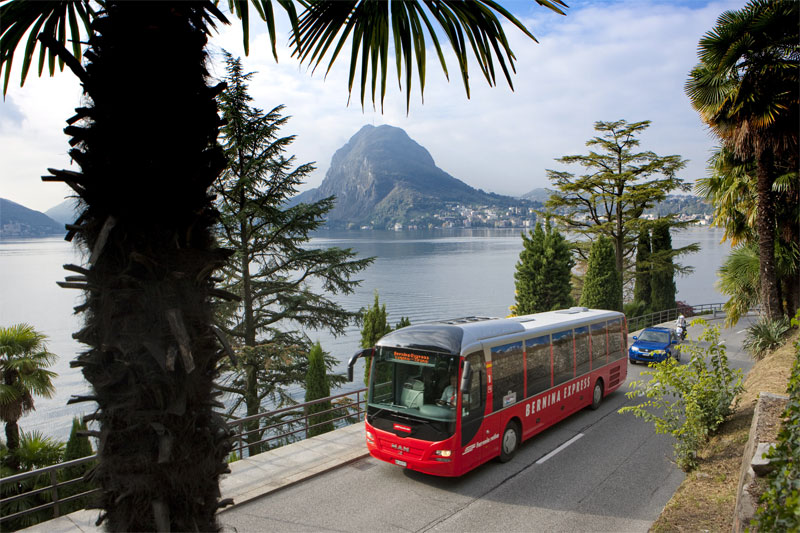Bernina Express bus at Lugano